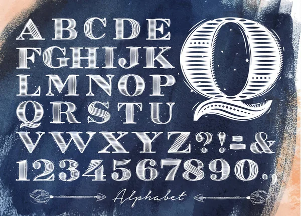 Alfabeto vintage azul — Vector de stock