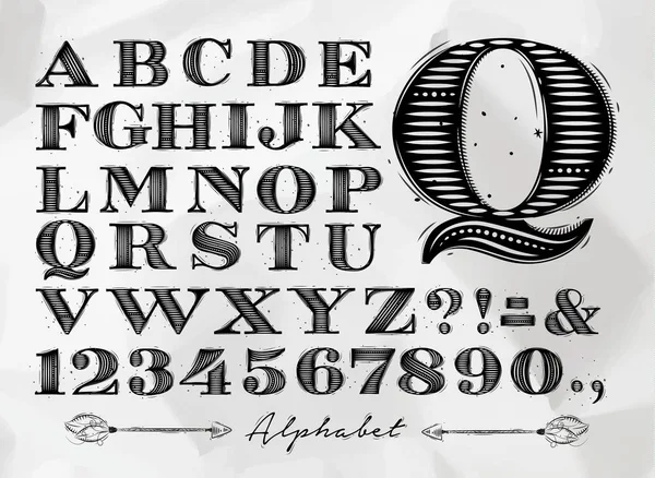 Винтажный алфавит чёрный — стоковый вектор