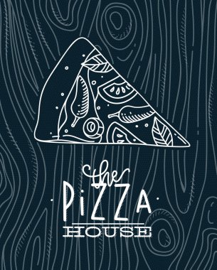 Poster dilim pizza odun mavi