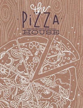 Poster pizza ahşap kahverengi