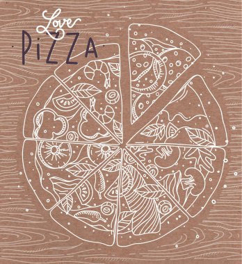 Poster aşk pizza kahverengi