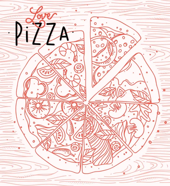 Poster cinta pizza - Stok Vektor