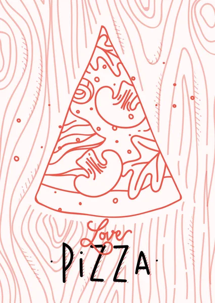 Poster cinta pizza slice - Stok Vektor