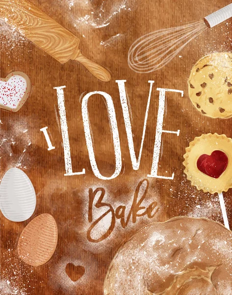 Poster Liebe backen Handwerk — Stockvektor