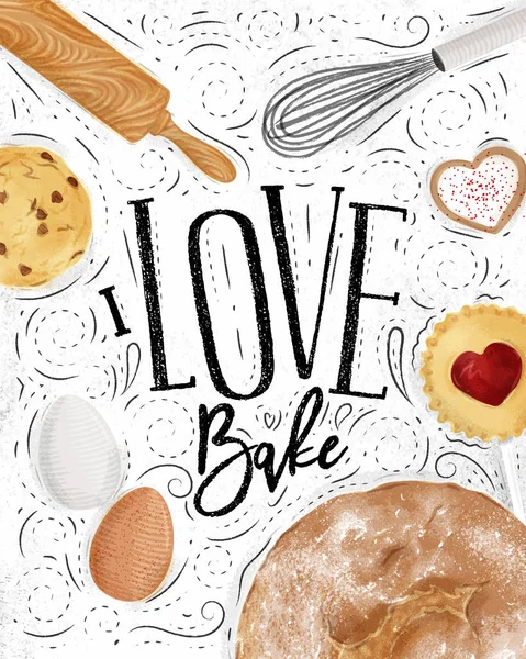 Poster love bake — Stock Vector
