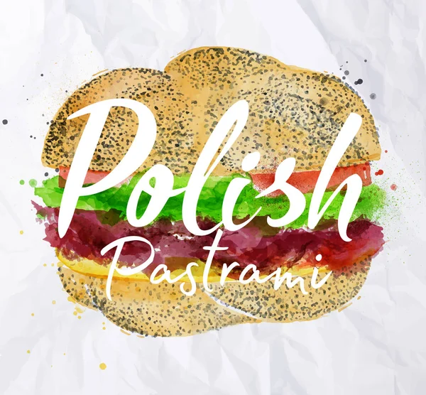 Polnischer Pastrami Burger — Stockvektor
