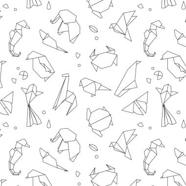 Hayvanlar origami desen çizgileri