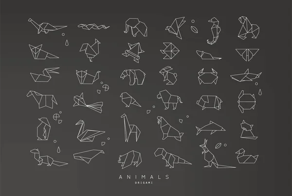 Set origami plat pour animaux — Image vectorielle