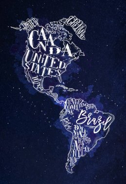 Harita Amerika vintage mavi