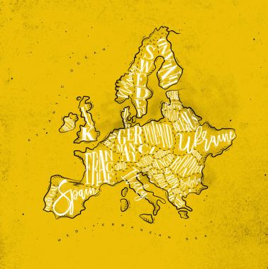 Harita Europe vintage sarı