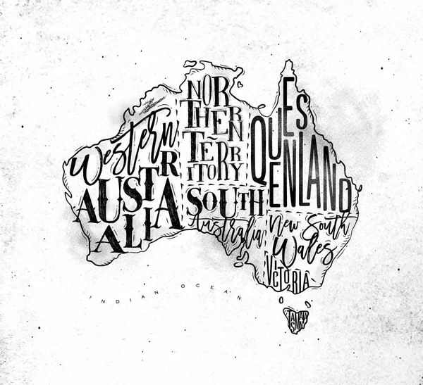 Mapa Australia vintage — Vector de stock