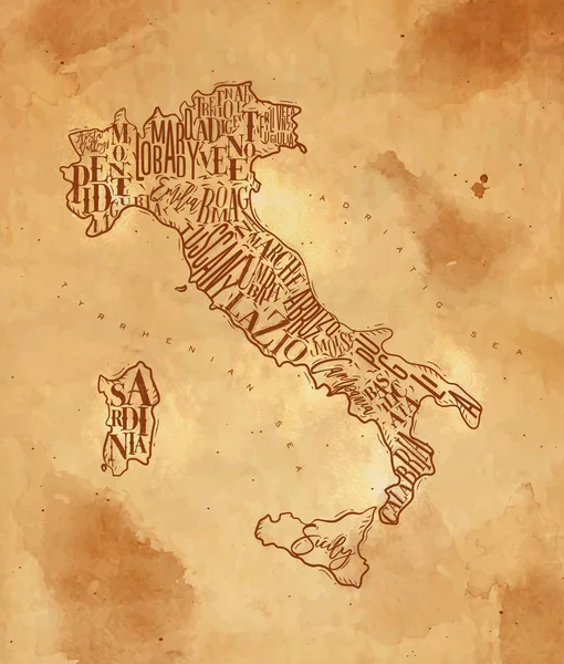 Mapa Itálie historických řemesel — Stockový vektor