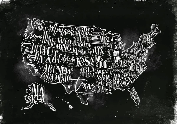 Map USA vintage chalk — Stock Vector
