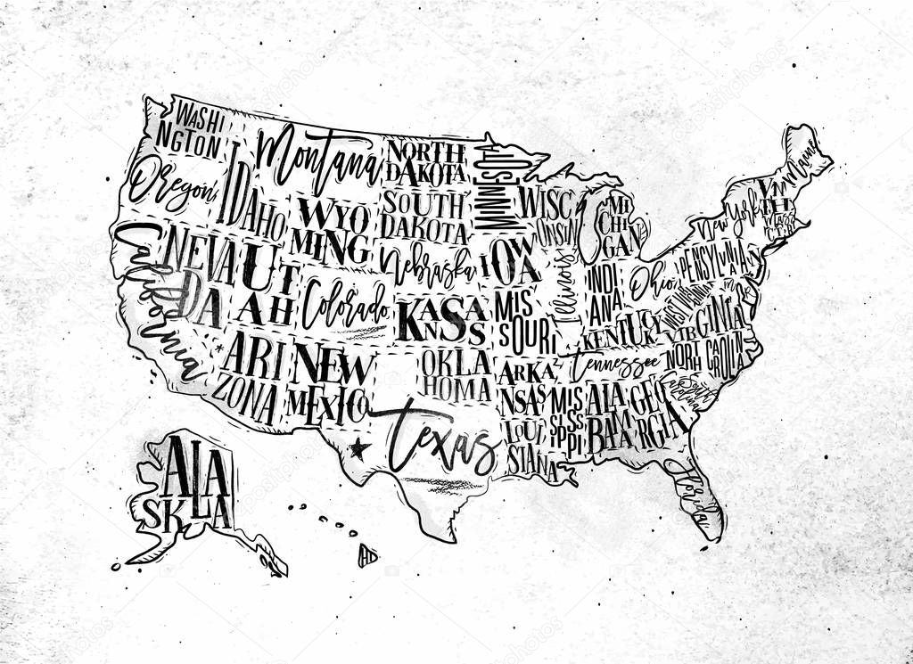 Map USA vintage