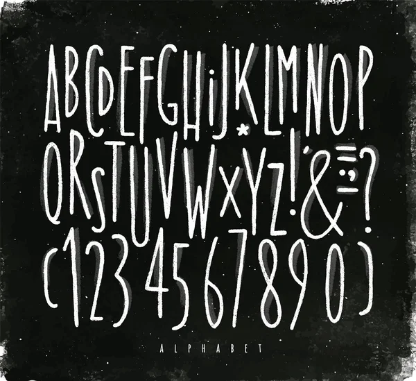 Alfabeto linee rette font chalk — Vettoriale Stock