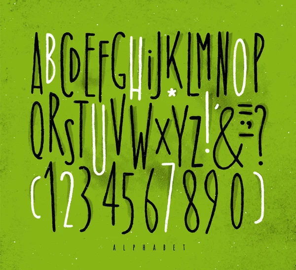 Alfabet rechte lijnen lettertype groen — Stockvector