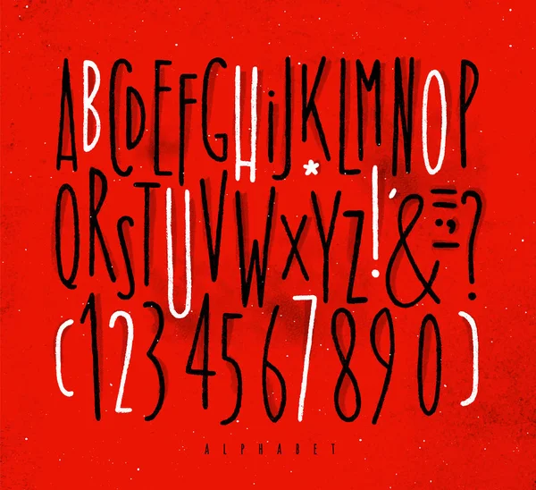 Alphabet gerade Linien Schriftart rot — Stockvektor