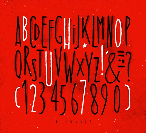 Alphabet straight lines fuente rojo — Vector de stock