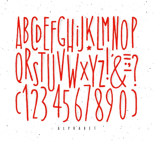 Alphabet gerade rote Linien Schriftart — Stockvektor