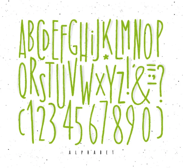 Alfabet direct groene lijnen lettertype — Stockvector