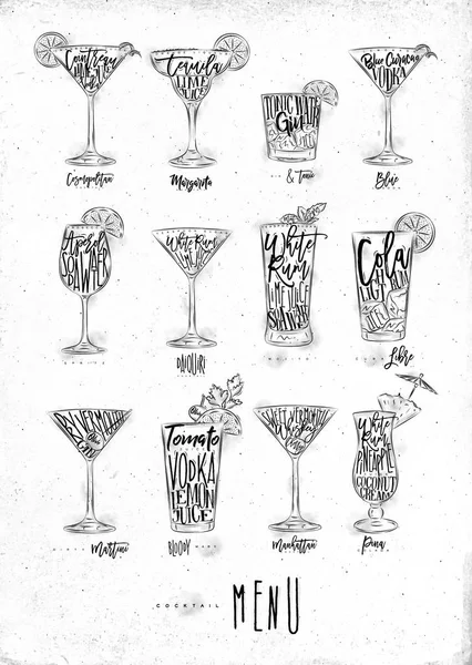 Gráfico do menu Cocktail — Fotografia de Stock