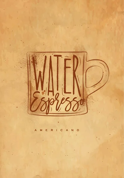 Americano csésze kávé kézműves — Stock Vector