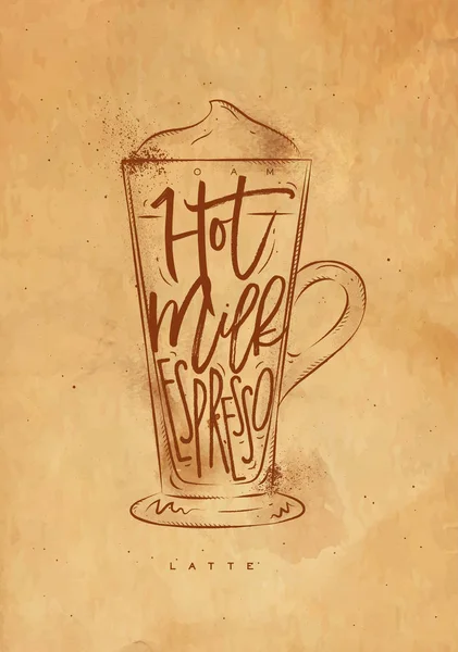Café latte tasse artisanat — Image vectorielle