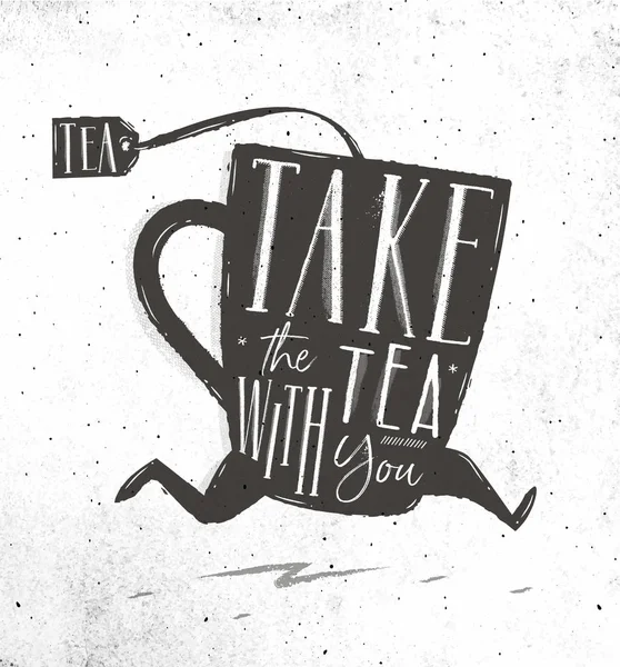 Póster tomar el té con usted — Vector de stock