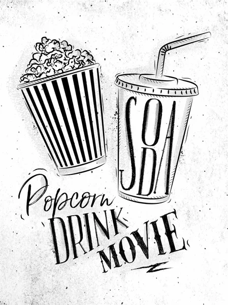 Poster soda popcorn — Stockvector