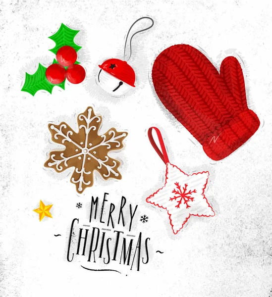 Éléments de Noël gant — Image vectorielle