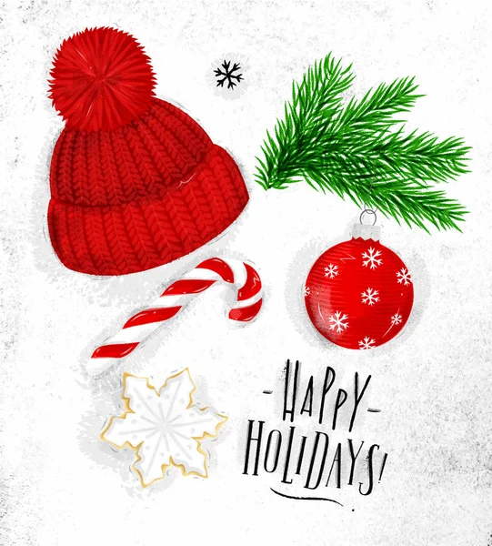 Chapeau symboles de Noël — Image vectorielle