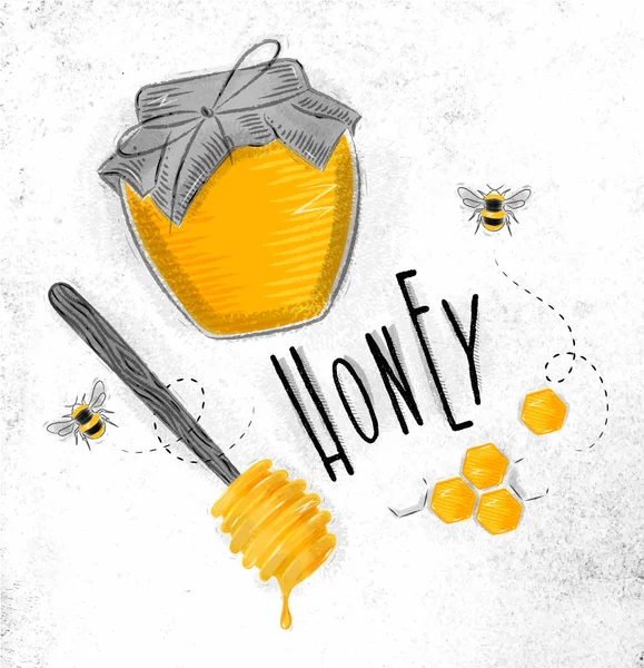 Elementos de miel carbón — Vector de stock
