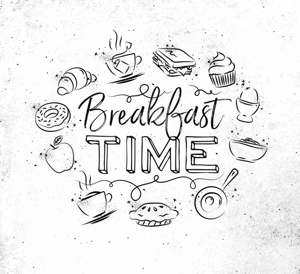 Hora del desayuno monograma — Vector de stock