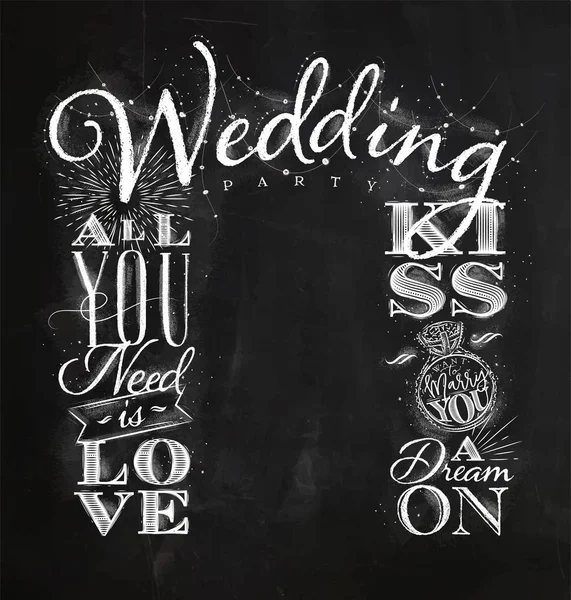 Wedding arch backdrop kiss chalk — Stock Vector