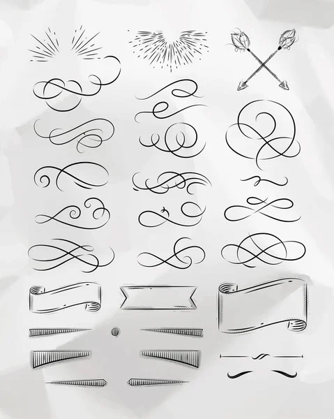 Kalligrafische vintage grafische elementen — Stockvector