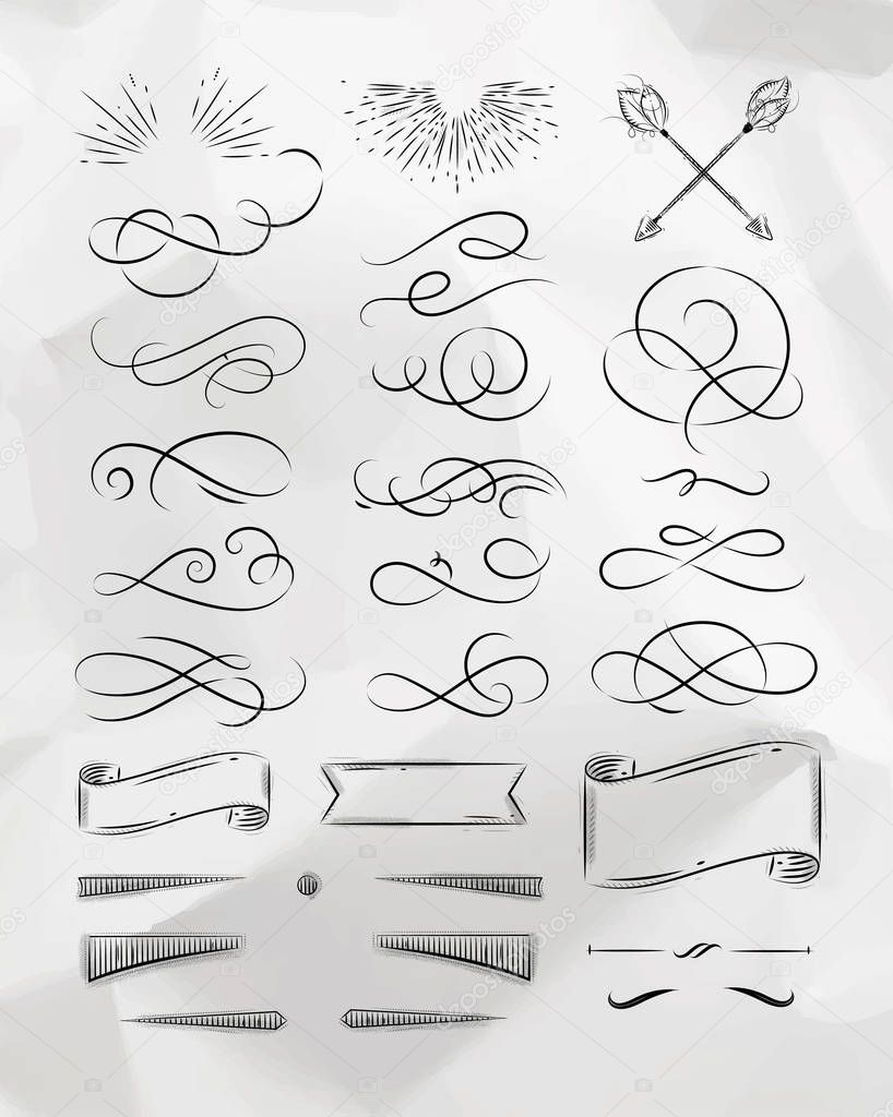 Calligraphic vintage graphic elements