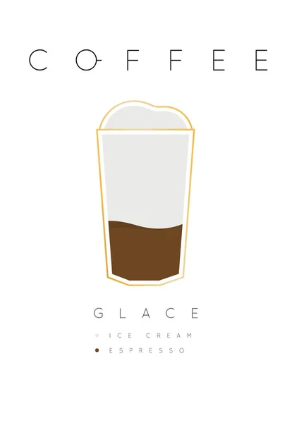Poster koffie glace wit — Stockvector