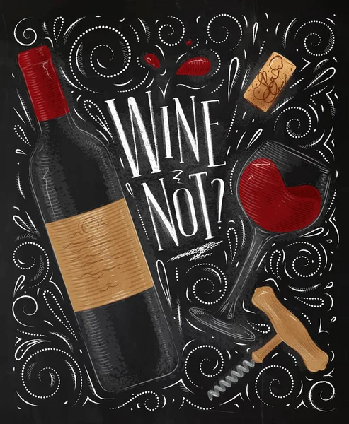 Poster wijn niet zwart — Stockvector