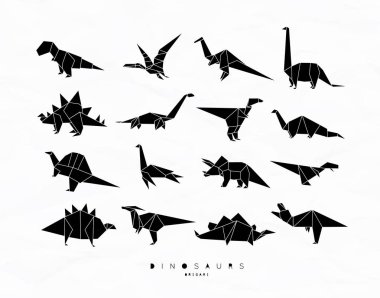 Dinazorların origami siyah ayarla