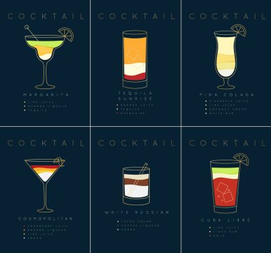 Poster kokteyl Margarita koyu mavi