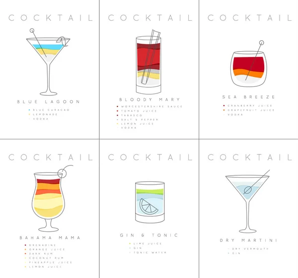 Affiche cocktails Blue Lagoon — Image vectorielle