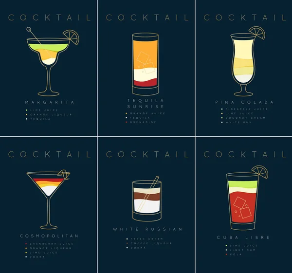 Poster Cocktails Margarita dunkelblau — Stockvektor