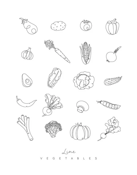 Linha de caneta ícones vegetais — Vetor de Stock