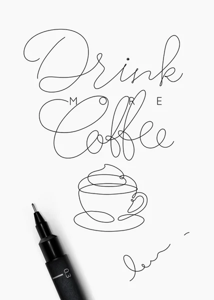 Καφές πόστερ γραμμή στυλό περισσότερο καφέ — Διανυσματικό Αρχείο