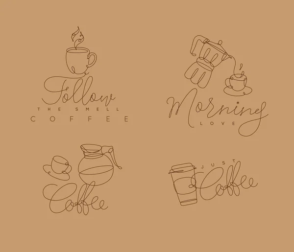 咖啡笔线标志米色 — 图库矢量图片