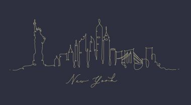 Kalem satır siluet new york koyu mavi