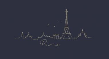 Kalem satır siluet paris koyu mavi