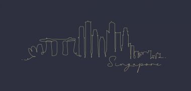 Kalem satır siluet Singapur koyu mavi