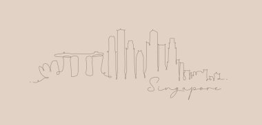 Kalem satır siluet Singapur bej