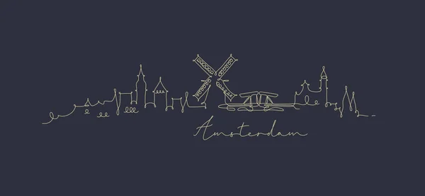 Силуэт перьевой линии amsterdam dark blue — стоковый вектор